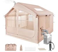 Tenda da campeggio gonfiabile con pompa, Glamping, 4 stagioni, impermeabile e antivento, per esterni, con finestra e porte in rete per 2-4 persone