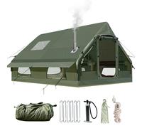 Tenda da campeggio gonfiabile con pompa, Glamping, 4 stagioni, impermeabile e antivento, per esterni, con finestra e porte in rete per 2-4 persone