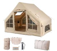 Tenda da campeggio gonfiabile con pompa, tenda da cabina 4 stagioni per 3-5 persone, tenda glamping Oxford antivento impermeabile con finestre in rete, doppie porte e installazione rapida e semplice