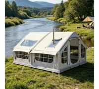 Tenda da campeggio gonfiabile for 6-8persone 10㎡, impermeabile e antivento, con canna fumaria e lucernario, adatta a tutte le stagioni, for la famiglia all'aperto