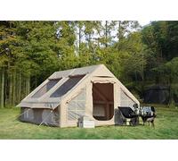 Tenda da campeggio gonfiabile per 8 persone, Luxury Glamping Air House con 2 porte e 6 finestre, 300D Feel Waterproof Blow Up Cabin, Instant Setup for Family, Beige