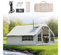 Tenda da campeggio gonfiabile per 8 persone, montaggio rapido, con camino apribile e lucernario, grande tenda per famiglie