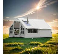 Tenda da campeggio gonfiabile per grandi gruppi, installazione rapida con pompa, finestre in rete e cric per stufa, impermeabile per tutte le stagioni, ideale per avventure in famiglia