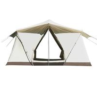 Tenda da campeggio in cotone Wide Space Glamping - Tenda da 3 persone con doppia membrana in tessuto impermeabile e protezione solare for campeggio all'aperto e in auto(Ivory)