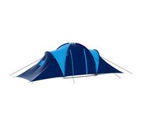 Tenda da Campeggio in Tessuto 9 Persone Blu Scuro e Blu