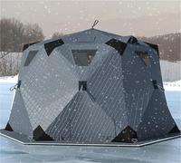 Tenda Da Campeggio Invernale Portatile Isolata 3-5 Persone Tenda Da Pesca Sul Ghiaccio con Fornello Pavimento 420d Esagonale Per Outdoor Pesca E Campeggio(B)