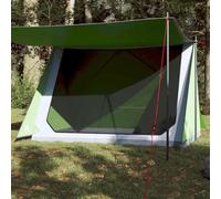 Tenda da campeggio per 2 persone in verde con design impermeabile, tettuccio parasole, doppio ingresso e cavo di alimentazione per avventure all'aria aperta e attività ricreative