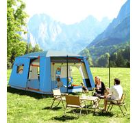 Tenda da Campeggio per 4-6 Persone con 2 Stanze e Veranda, Impermeabile e UPF 30+, Borsa di Trasporto, Blu