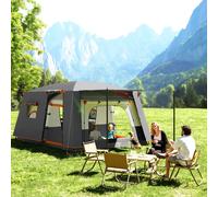 Tenda da Campeggio per 4-6 Persone con 2 Stanze e Veranda, Impermeabile e UPF 30+, Borsa di Trasporto, Grigio