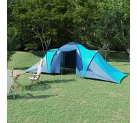 Tenda da Campeggio per 6 Persone, Blu e Azzurra, 2 Cabine con Zanzariera, Impermeabile, Leggera, Ideale per Famiglie e Carpfishing, 576 x 235 x 190 cm