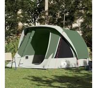 Tenda da Campeggio per 6 Persone, Verde Impermeabile con Tettoia PU, 3 Finestre e Reta Zanzariere, Ideale per Famiglie e Pesca, 360 x 200 x 182 cm