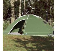 Tenda da campeggio per 8 persone, colore verde, impermeabile, con connettore E per prolunghe e pratico sistema di collegamento per una facile installazione, robusto telo da pavimento e sigillato