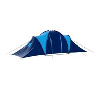Tenda da campeggio per 9 persone, blu, verde, 3 camere, con tenda da sole e zanzariera