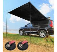 Tenda da campeggio per auto, tenda da campeggio, pieghevole, per auto, furgoni e camion, kit baldacchino portatile con ventose, picchetti e aste regolabili, 2 x 3 m