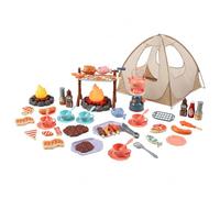 Tenda da campeggio per bambini, set da campeggio per bambini con luce e suono - 47 pezzi di giocattoli finti con tenda da gioco pop-up, falò realistico e attrezzatura da cucina per avventure per bamb