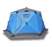 Tenda da campeggio per famiglie, tenda pop-up in cotone, per 5-6 persone, apertura automatica, tenda esagonale, calda tenda invernale per escursionismo e pesca (blu)