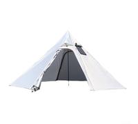 Tenda da campeggio piramidale con cric ignifugo, tenda tepee per esterni, impermeabile, ventilata, per escursionismo, glamping, marrone (bianco grigiastro)