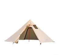 Tenda da campeggio piramidale con cric per stufa, finestre di ventilazione, grande tenda teepee per famiglie per 4-6 persone, escursionismo all'aperto, marrone