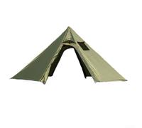 Tenda da campeggio piramidale con cric per stufa, finestre di ventilazione, grande tenda tepee per famiglie per 4-6 persone, per escursioni all'aperto, marrone (verde)