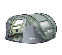 Tenda da Campeggio Pop Up 4-5 Persone 263,5x220x123 cm con Porte e Finestre Verde e Grigio