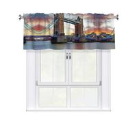 Tenda da cucina con stampa a ponte Old Tower 137,2 x 45,7 cm, semi trasparente, 1 pannello tende corte per camera da letto, bagno