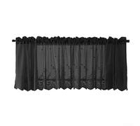 Tenda da cucina in pizzo con tasca per bastone, piccola tenda da caffè corta per soggiorno e camera da letto, decorazione per finestra (nero)