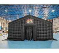 Tenda da discoteca nera da discoteca, grande tenda gonfiabile portatile con logo gratuito per feste, spettacoli, eventi e uso commerciale (7 x 7 x 4 m con ventilatore)