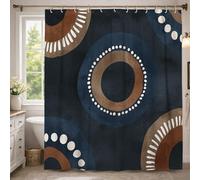Tenda da doccia a cerchio, extra lunga, moderna astratta a pois, nessuna linea blu navy, in tessuto impermeabile, per la casa, il bagno, decorazione per hotel, 182 x 248 cm