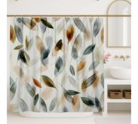 Tenda da doccia a foglia, verde acquerello beige botanico arredamento bagno primavera estate moderna minimalista tessuto bianco tenda da doccia con ganci 183 x 183 cm