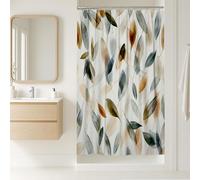 Tenda da doccia a foglia, verde acquerello verde beige botanico arredamento bagno primavera estate moderna minimalista tessuto bianco tenda da doccia con ganci 91 x 183 cm