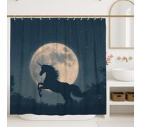 Tenda da doccia a forma di cavallo magico, decorazione per il bagno con cielo notturno, decorazione per il bagno, magica vacanza invernale, impermeabile, tenda da doccia in tessuto con ganci, 183 x