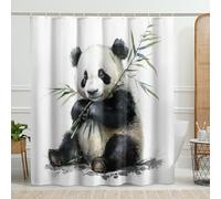 Tenda da doccia a forma di panda con animali selvatici e piante di bambù bianco e nero in poliestere decorativo per interni hotel college bancarella decorazione bagno tende da doccia con ganci 183 x