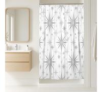 Tenda da doccia a forma di stalla con stelle, moderna e minimalista con cometa a cerchio, nessuna grigia, lavabile, con ganci, tenda decorativa per bagno, casa, bagno, hotel, 91 x 183 cm