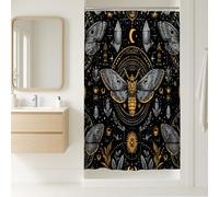 Tenda da doccia a forma di stalla di falena, gotico mistico cristallo luna Halloween nero impermeabile tessuto Clawfoot vasca doccia tende per la casa bagno Toile Hotel Decor 91 x 183 cm