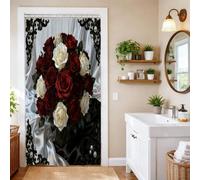 Tenda da doccia a forma di stalla di rose, elegante e classica, con perla, in poliestere, impermeabile, per la casa, il bagno, decorazione per hotel, 91 x 183 cm