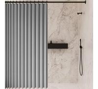 Tenda da Doccia a Pieghevole Magnetica 135 x 185 cm Isolamento Termico, Blocco Della Luce, Stile Pieghevole Tende a Soffietto per Porte Interne per Bagno, Camera da Letto, Grigio