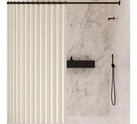 Tenda da Doccia a Pieghevole Magnetica 265 x 173 cm Isolamento Termico, Blocco Della Luce, Stile Pieghevole Tende a Soffietto per Porte Interne per Bagno, Camera da Letto, Beige