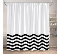Tenda da doccia a righe bianche e nere, design creativo con linee geometriche, tende da bagno moderne e minimaliste, arredamento per la casa (178x198 cm/LxA)