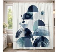 Tenda da doccia a semicerchi, extra lunga, moderna astratta, linee verticali, acquerelli, spruzzi di acquarello, lavabile, con ganci, tende per vasca da bagno, decorazione per camera degli ospiti, 183