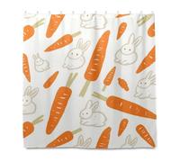 Tenda da doccia alta resistente all'acqua decorativa con coniglietto bianco e carota, con gancio, in poliestere, lavabile in lavatrice, grande tenda da doccia per accessori da bagno cortina para ba?o