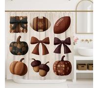 Tenda da doccia autunnale, accogliente decorazione del raccolto con elementi di zucca e ghianda, accessori per il bagno rustici autunnali, design stagionale carino, tessuto impermeabile, 183 x 213 cm