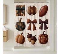 Tenda da doccia autunnale, accogliente decorazione del raccolto con elementi di zucca e ghianda, accessori per il bagno rustici autunnali, design stagionale carino, tessuto impermeabile 137 x 198 cm