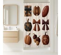 Tenda da doccia autunnale, accogliente decorazione del raccolto con elementi di zucca e ghianda, accessori per il bagno rustici autunnali, design stagionale carino, tessuto impermeabile 91,8 x 182,9