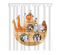 Tenda da doccia Baby Noah's Ark, tende da doccia colorate e impermeabili per il bagno con 12 ganci ad occhiello, 60 x 72 pollici