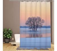 Tenda da Doccia Beige,Albero Tenda Doccia 200x240cm Tende Ldrorepellente Tessuto in Poliestere,Lavabile Extra Largo Shower Curtain Ganci 12 Lnclusi per Casa & Hotel per un Ambiente Raffinato W1-402