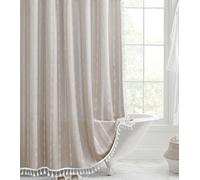 Tenda da doccia beige per fattoria, 182 x 182 cm, decorazione retrò cottage in cotone e lino, accessori da bagno in stile country, biancheria da bagno durevole ed elegante