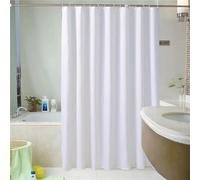 Tenda da doccia bianca, lavabile, con 12 ganci e orlo appesantito, tende da doccia in tessuto poliestere impermeabile per vasca da bagno e box doccia, 120 x 220 cm (larghezza x lunghezza)