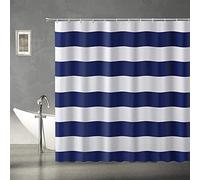 Tenda da doccia blu navy a strisce, blu e bianco decorazioni per il bagno tenda resistente per vasca da bagno con ganci