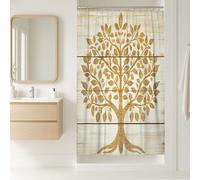 Tenda da doccia con albero della vita, decorazione rustica per il bagno, ispirata all'autunno, moderna, in tessuto impermeabile, con ganci, 91 x 183 cm