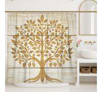 Tenda da doccia con albero della vita, decorazione rustica per il bagno, ispirata all'autunno, moderna, in tessuto impermeabile, con ganci, 183 x 183 cm